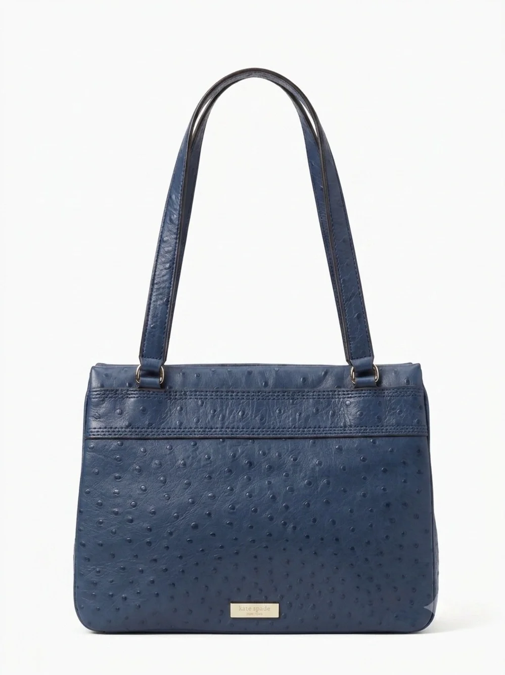 Kate Spade Navy Blue Textured Shoulder Bag with Bow Accent